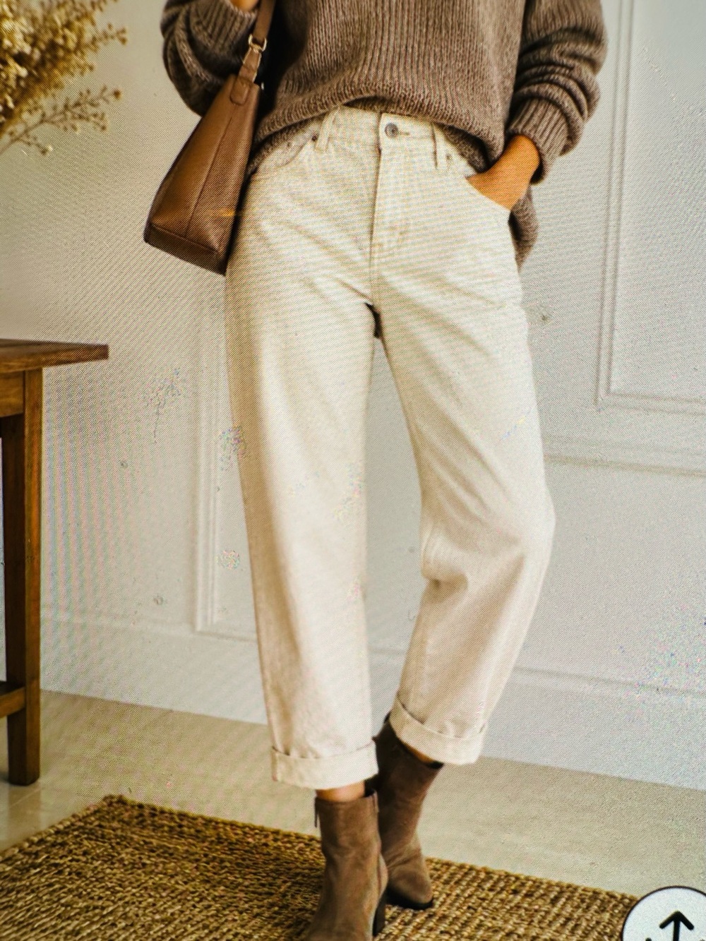 Bandolino Cream Boyfriend Jeans — Relaxed High-Rise